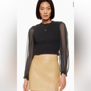 Wilfred Black Sheer Long Sleeve Blouse